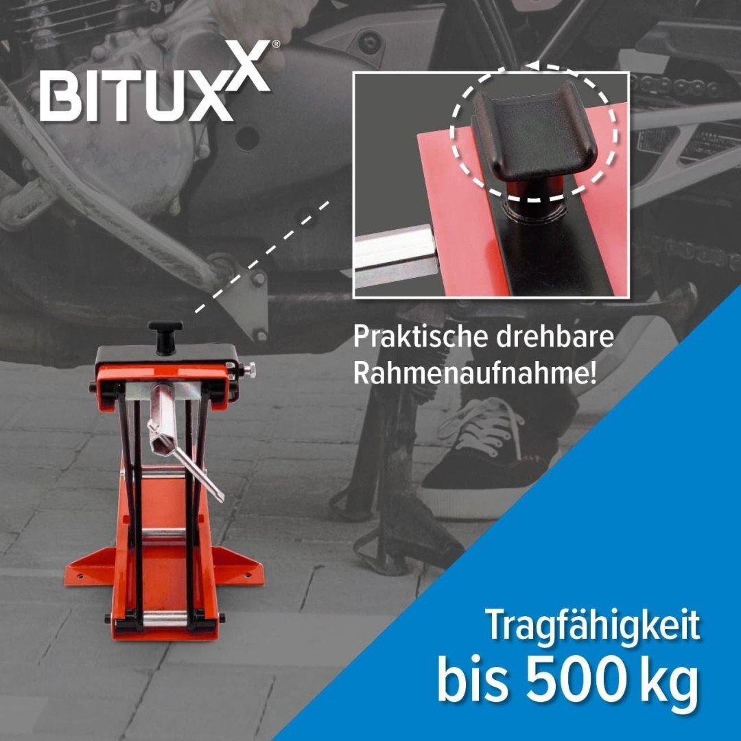 Servisní stojan zvedák na motocykl do 500kg Bituxx 10-40cm skládací M19740